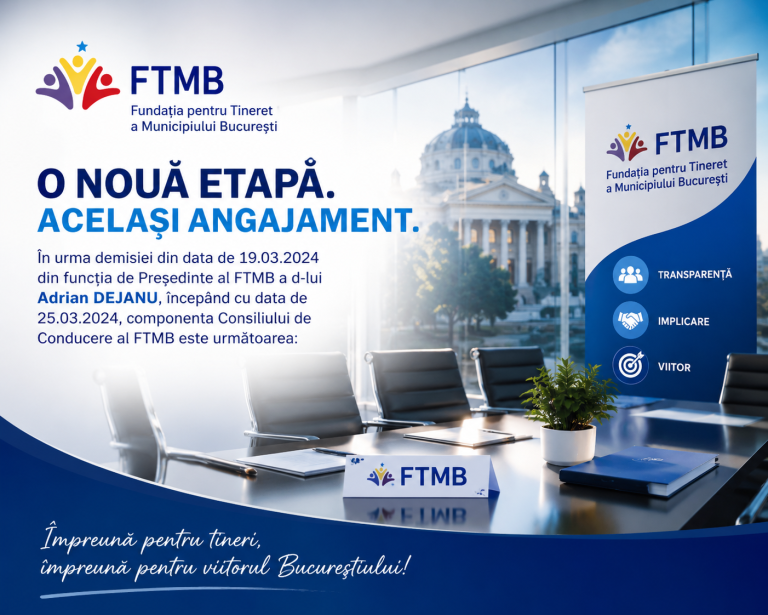 În urma demisiei din data de 19.03.2024 din funcția de Președinte al FTMB a d-lui. Adrian DEJANU, începând cu data de 25.03.2024, componența Consiliului de Conducere al FTMB este următoarea: