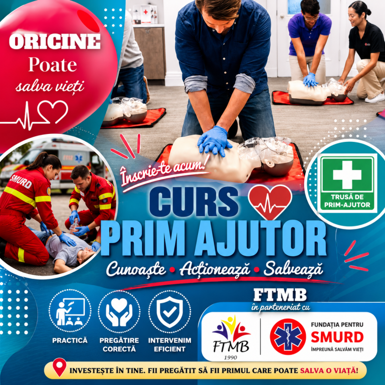 Curs gratuit de prim ajutor organizat de FTMB în parteneriat cu Fundația pentru SMURD